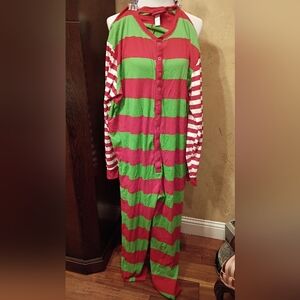 WonderShop Men's Christmas Striped Onesie XXL